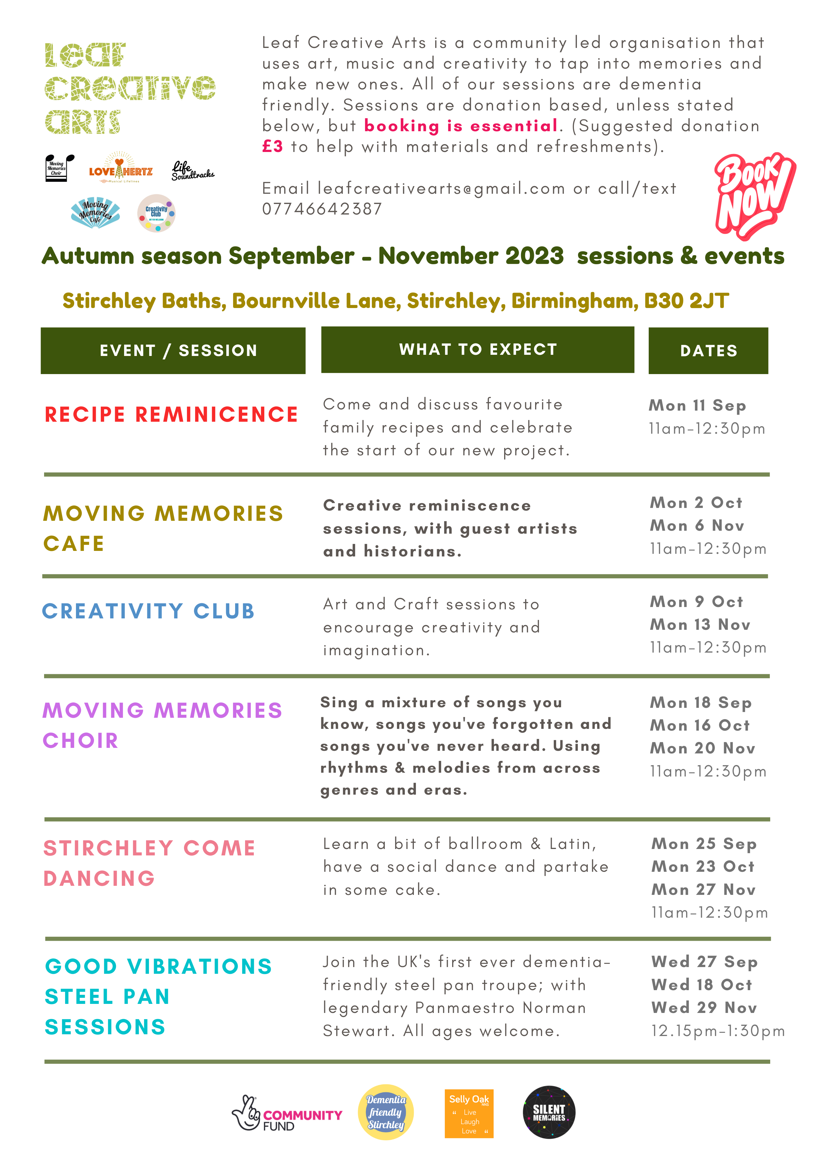 Autumn season 2023 Sessions & Events
